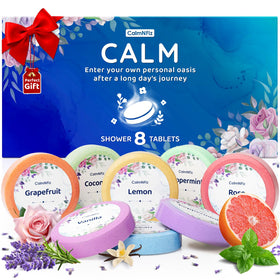 CalmNFiz Shower Steamers 8 Pack front view with assorted scents