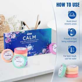 CalmNFiz Shower Steamers displayed with fresh citrus