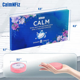 CalmNFiz Shower Steamers packaging with individual wraps