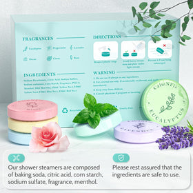 CalmNFiz shower steamers vibrant colours display