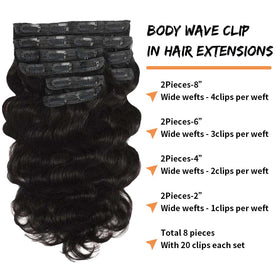 CALNESHIA Body Wave Clip In Hair Extensions packaging