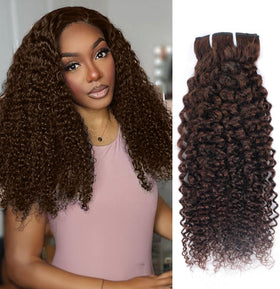 CALNESHIA Chocolate Brown Kinky Curly Clip Ins front view