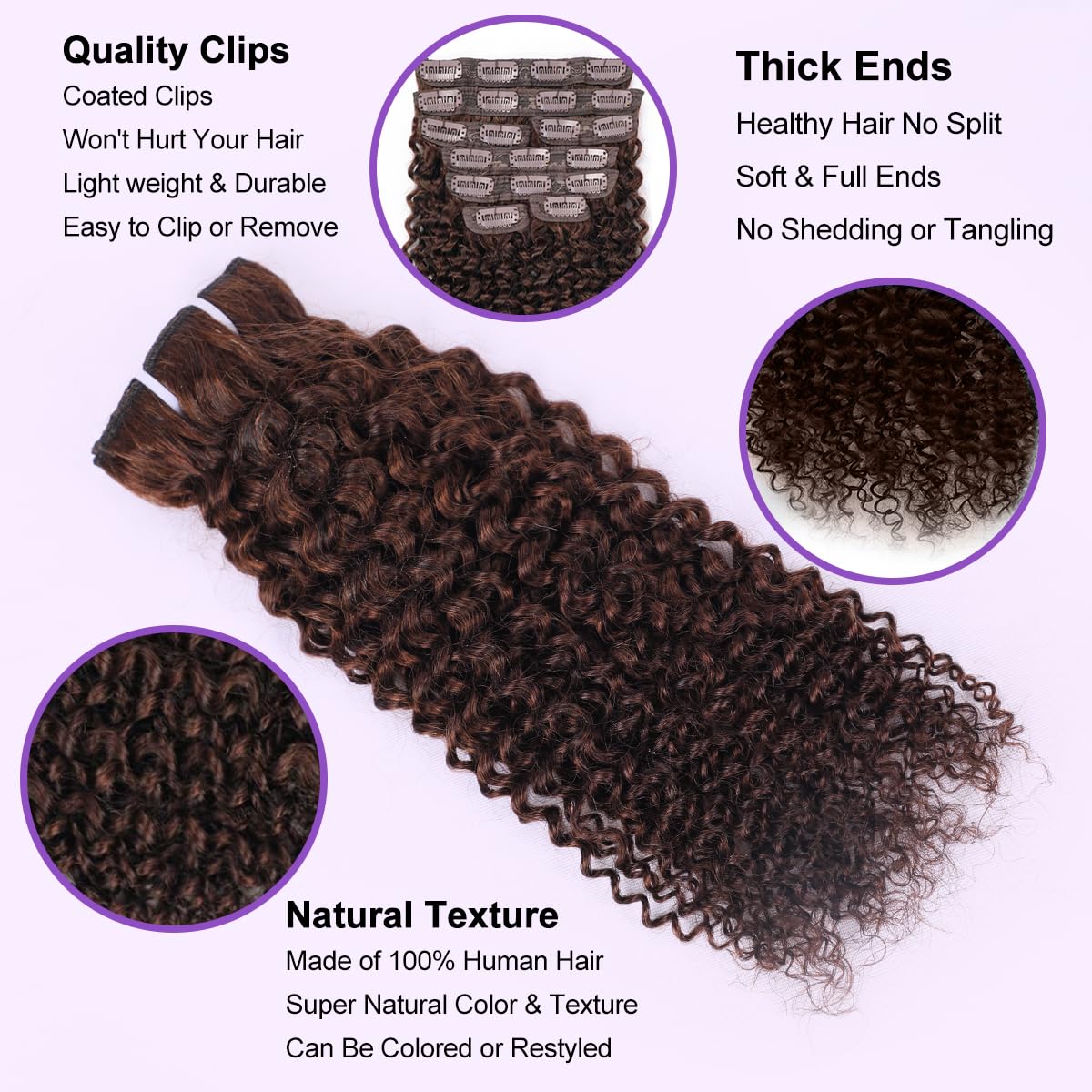 CALNESHIA Chocolate Brown Kinky Curly Clip Ins lifestyle