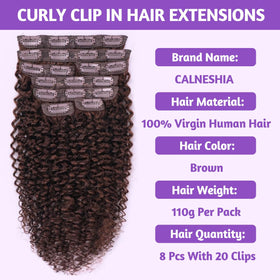 CALNESHIA Kinky Curly Clip Ins 20 clips set