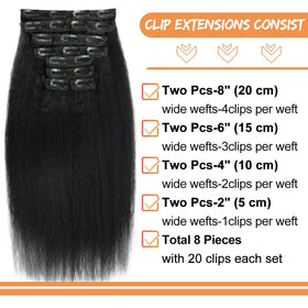 CALNESHIA Kinky Straight Clip In Hair Extensions packaging
