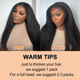 CALNESHIA Kinky Straight Clip Ins 18 Inch detailed texture view