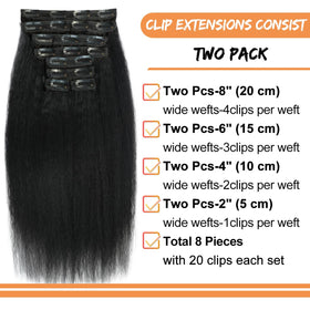CALNESHIA Kinky Straight Clip Ins 18 Inch packaging