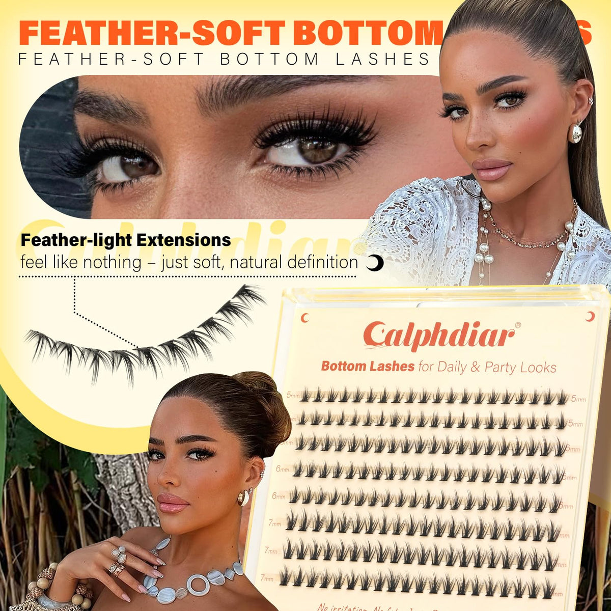 calphdiar Bottom Lash Clusters showing mixed lengths