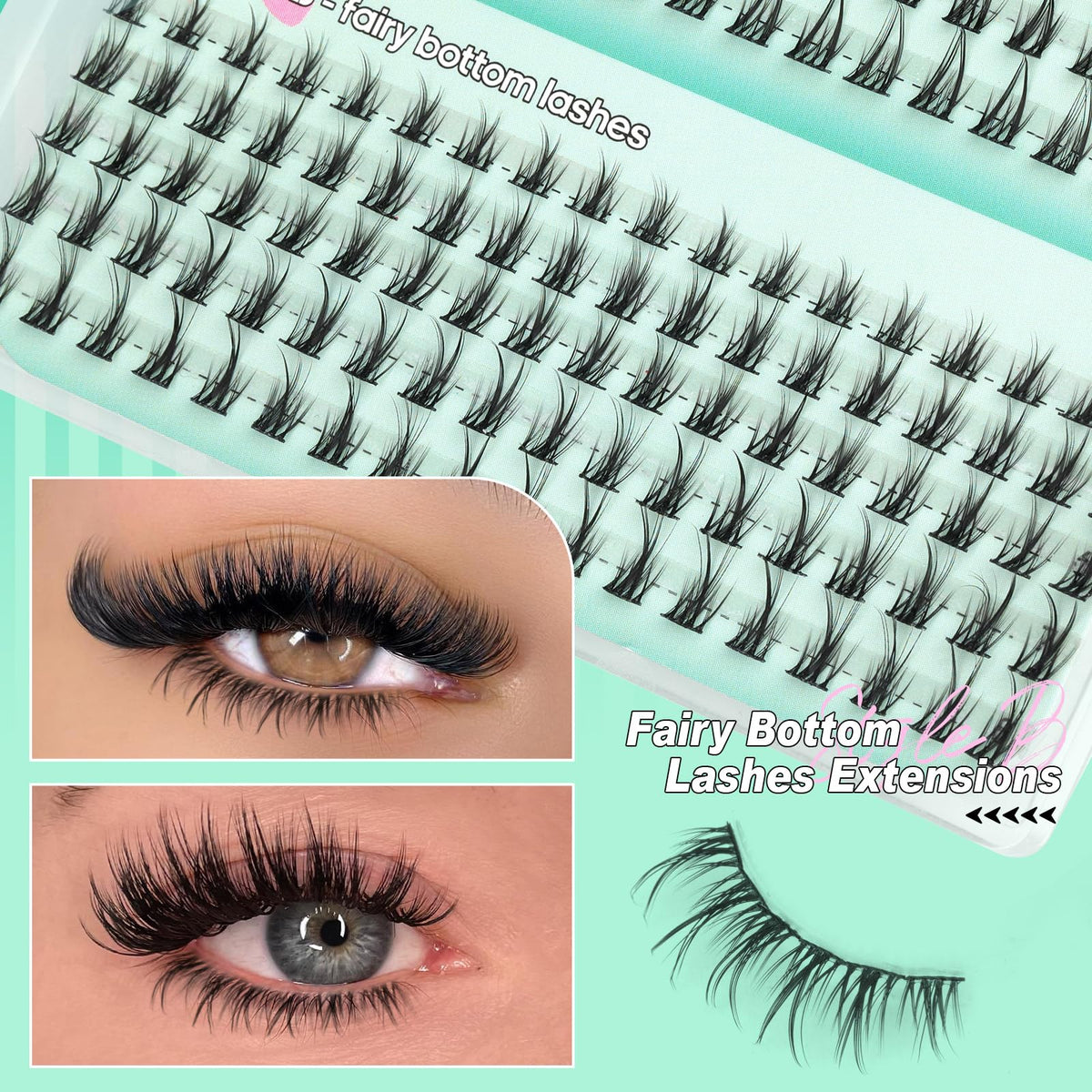 calphdiar Bottom Lashes individual clusters display
