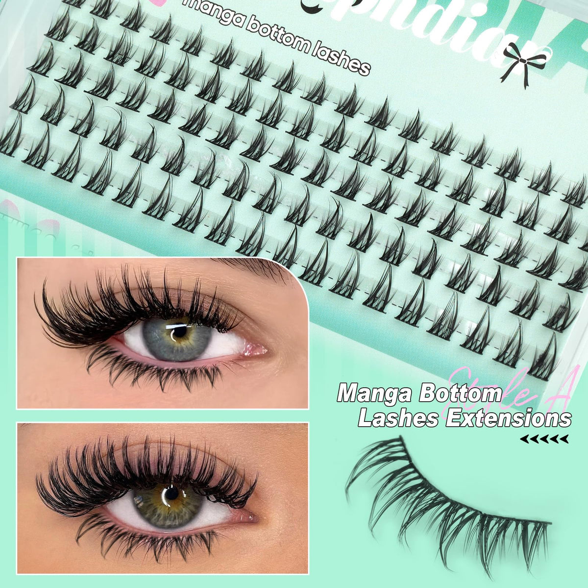 calphdiar Bottom Lashes natural style close-up