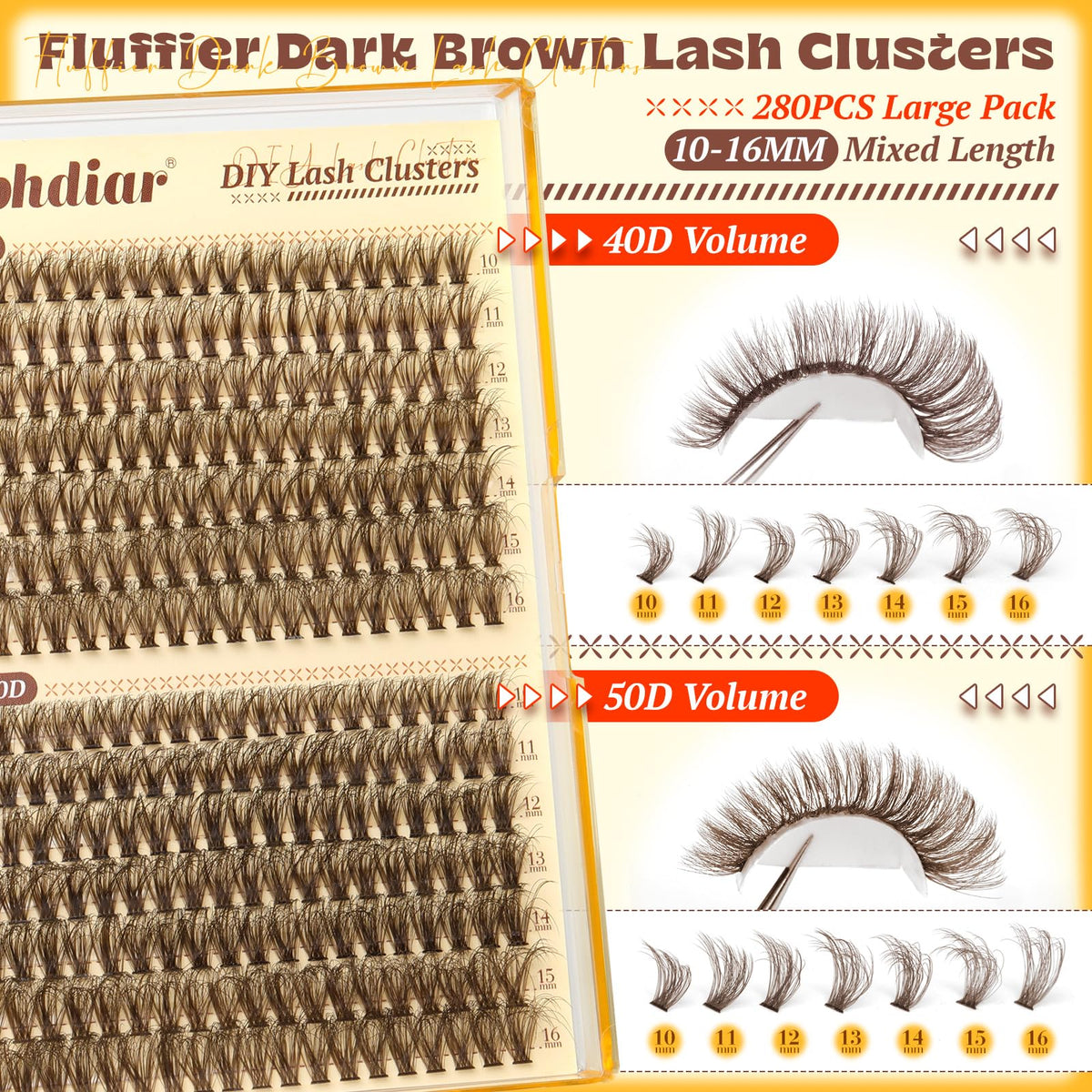 calphdiar Brown Lash Clusters packaging