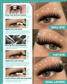 calphdiar Enchantress Lash Clusters Kit demonstrating fluffy lash effect