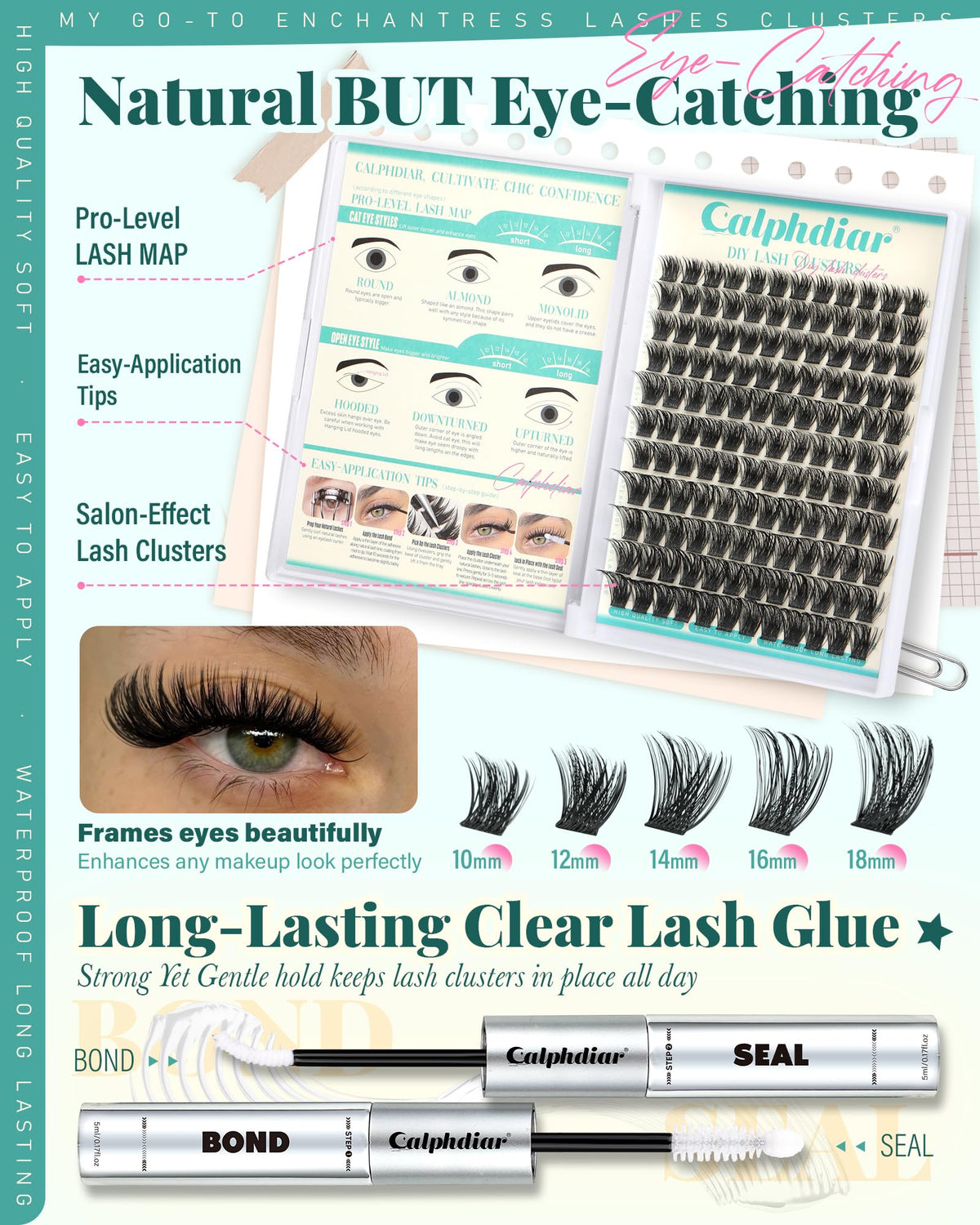 calphdiar Enchantress Lash Clusters Kit with lash glue and tweezers