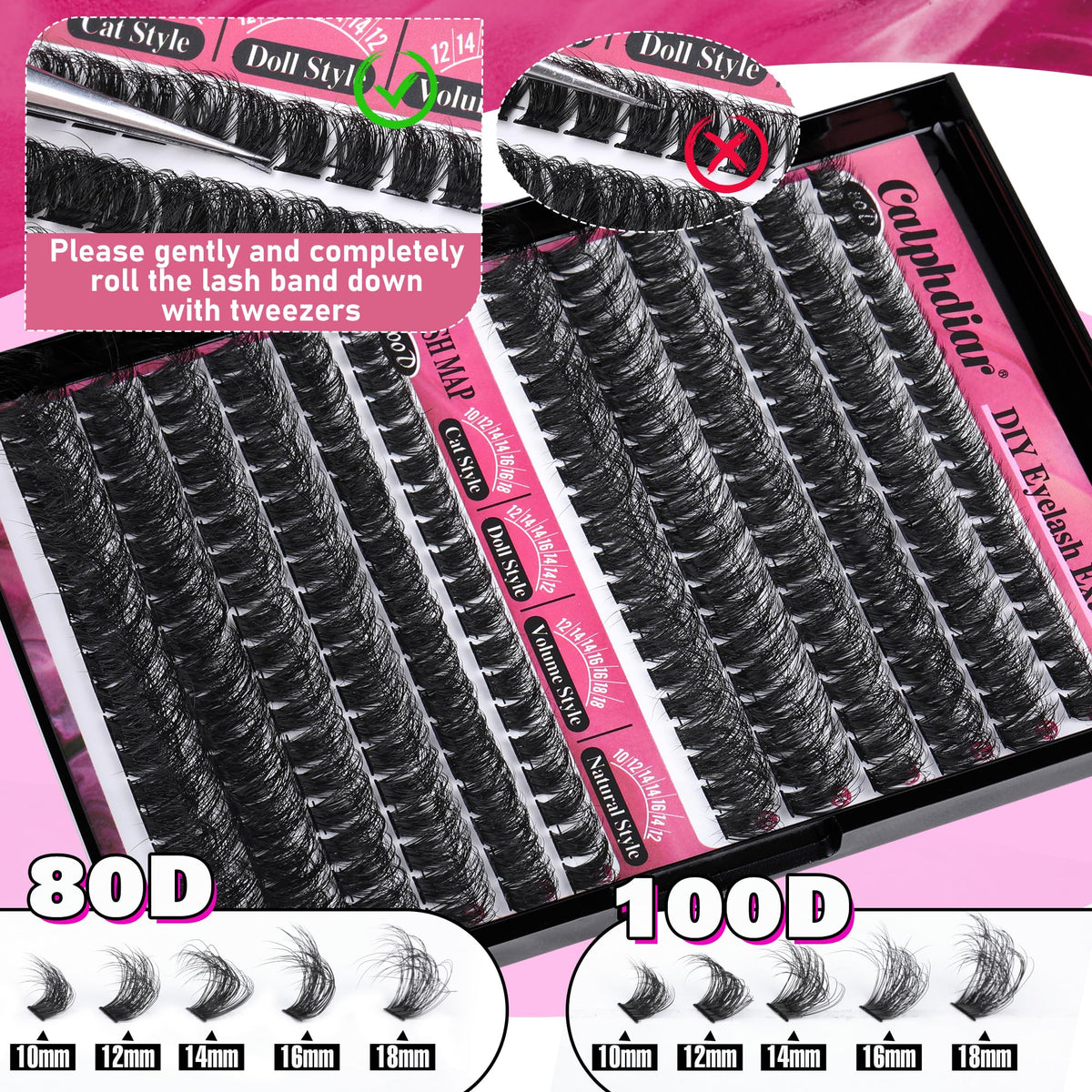calphdiar Lash Clusters close-up of individual lashes