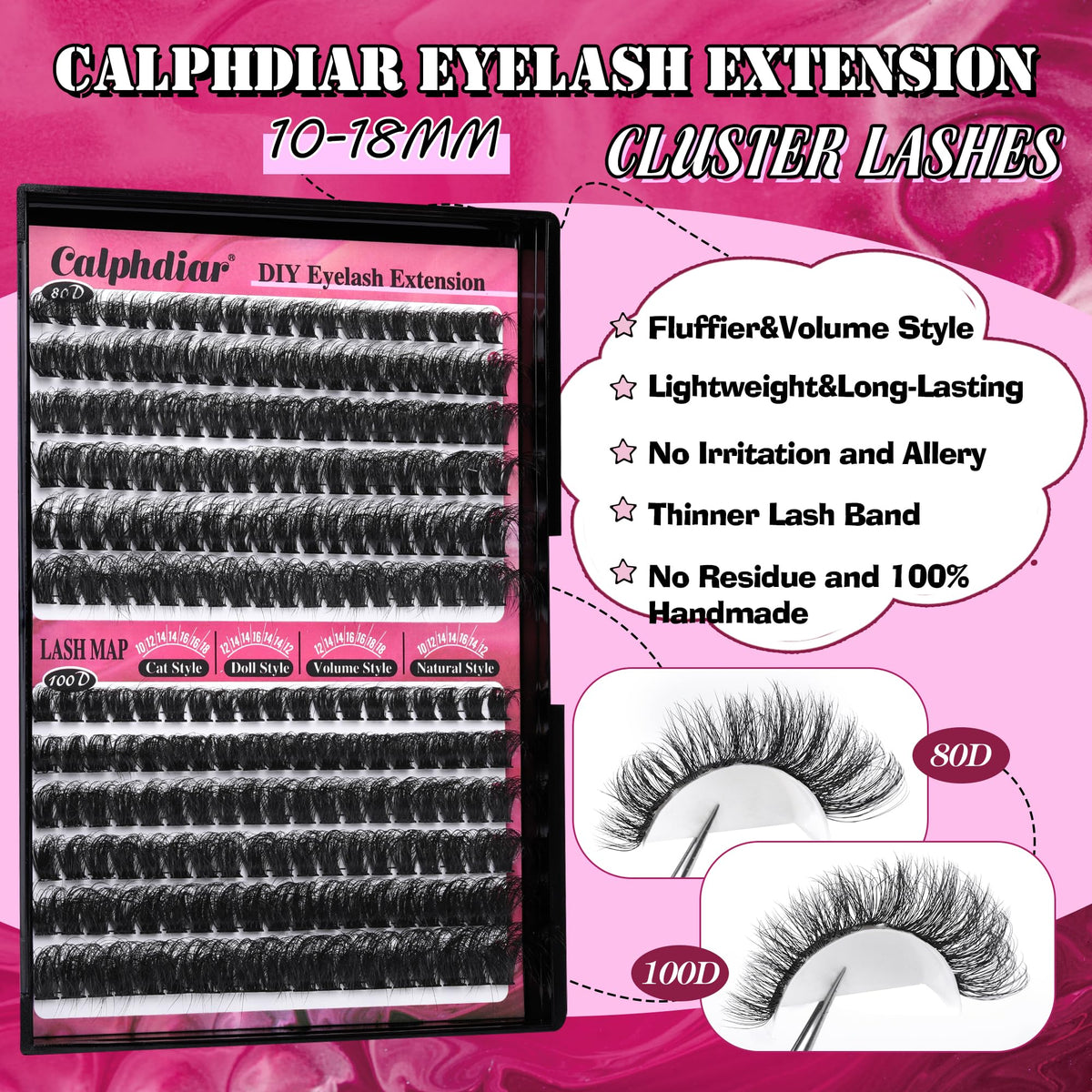 calphdiar Lash Clusters D-Curly 10-18mm side view