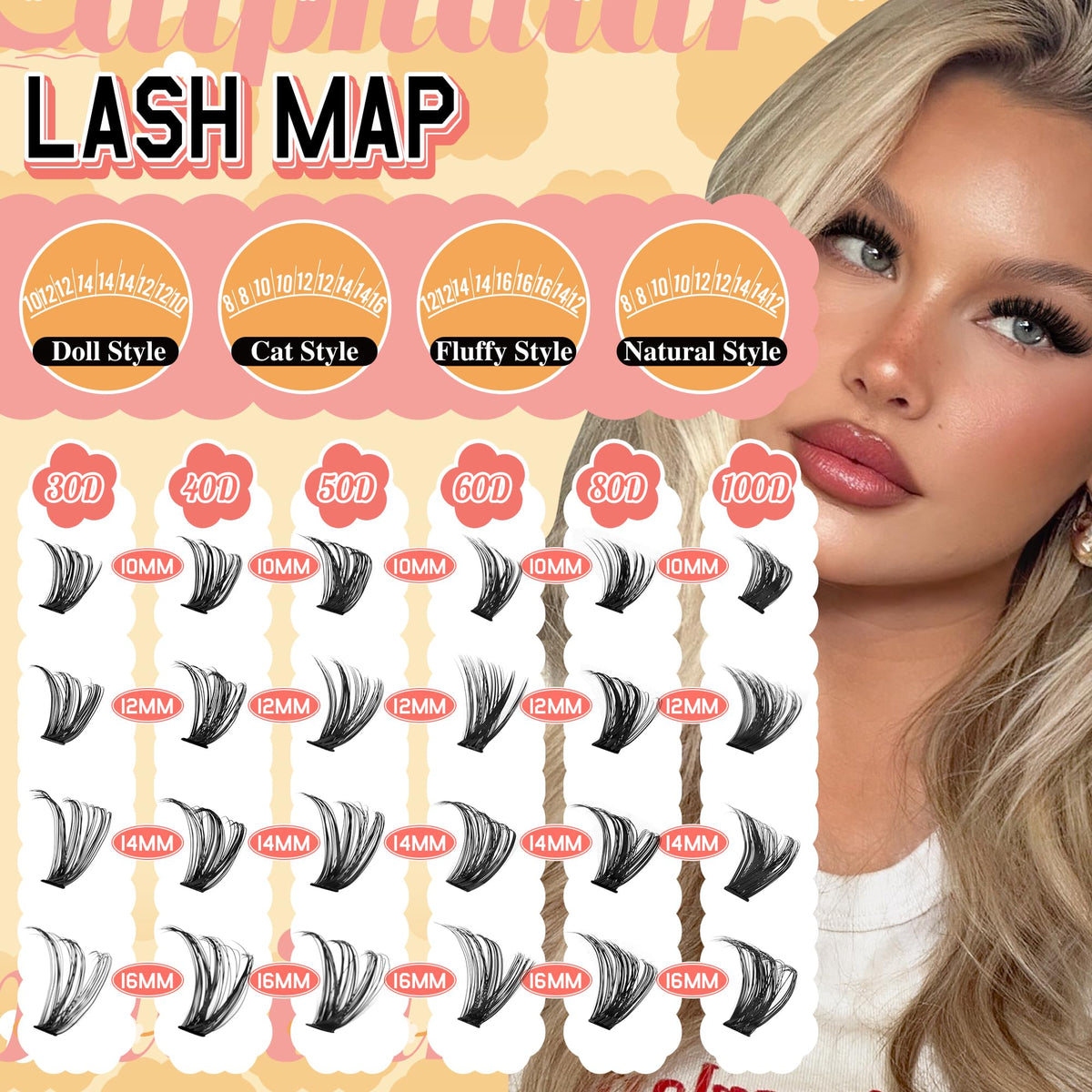 calphdiar Lash Clusters Kit 30D-100D product components laid out