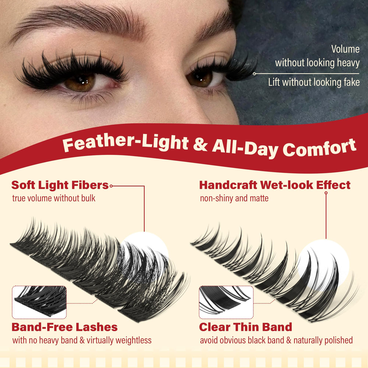 calphdiar Lash Clusters on model's eyes