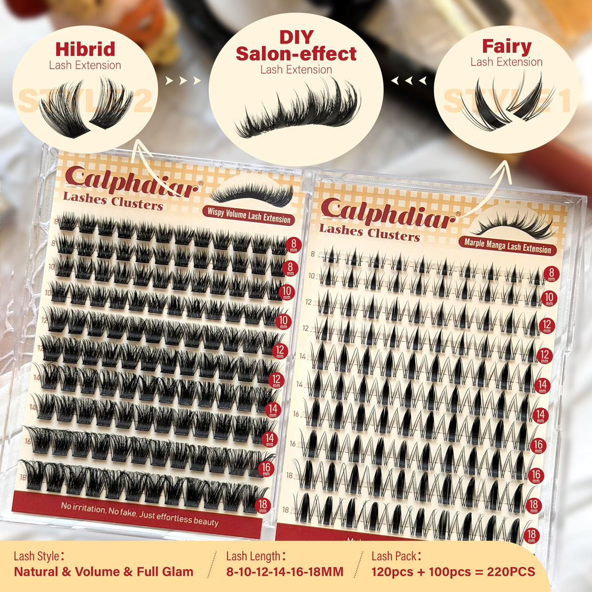 calphdiar marple manga eyelash clusters display
