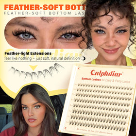 calphdiar Natural Bottom Lash Clusters applied to model's eyes