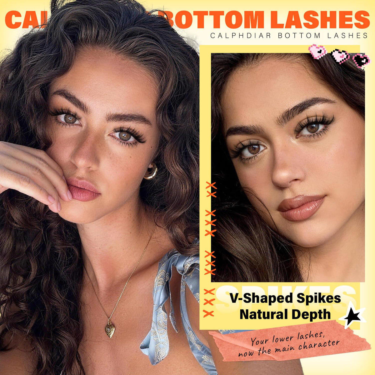 calphdiar Natural Bottom Lash Clusters back view with details