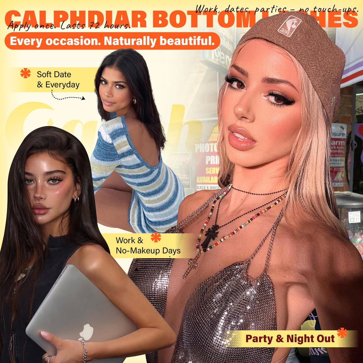 calphdiar Natural Bottom Lash Clusters side view