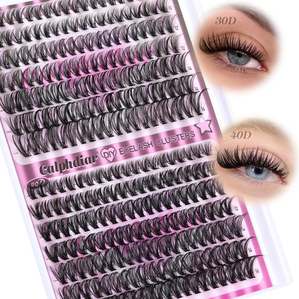 calphdiar Natural Lash Clusters front view with mixed lengths