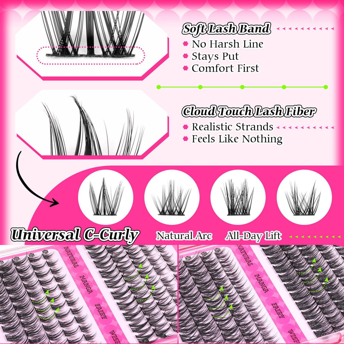 calphdiar Wispy Lash Clusters 220pcs delicate fluttering style