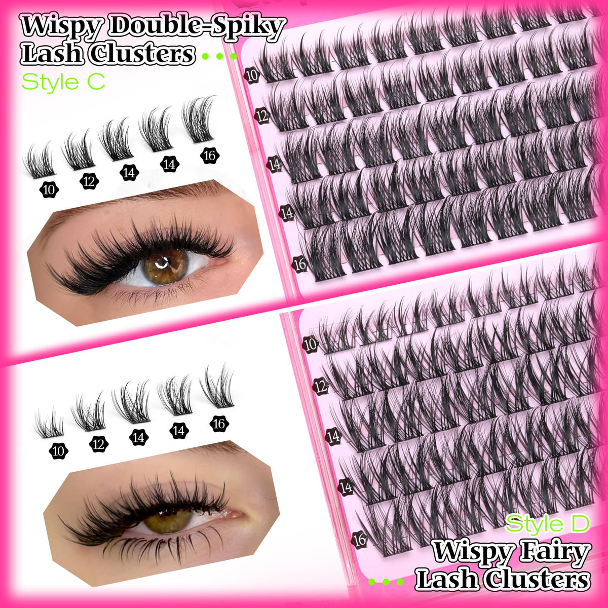 calphdiar Wispy Lash Clusters 220pcs fairy wispy style
