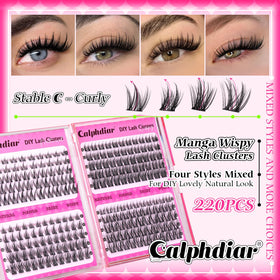 calphdiar Wispy Lash Clusters 220pcs natural anime style