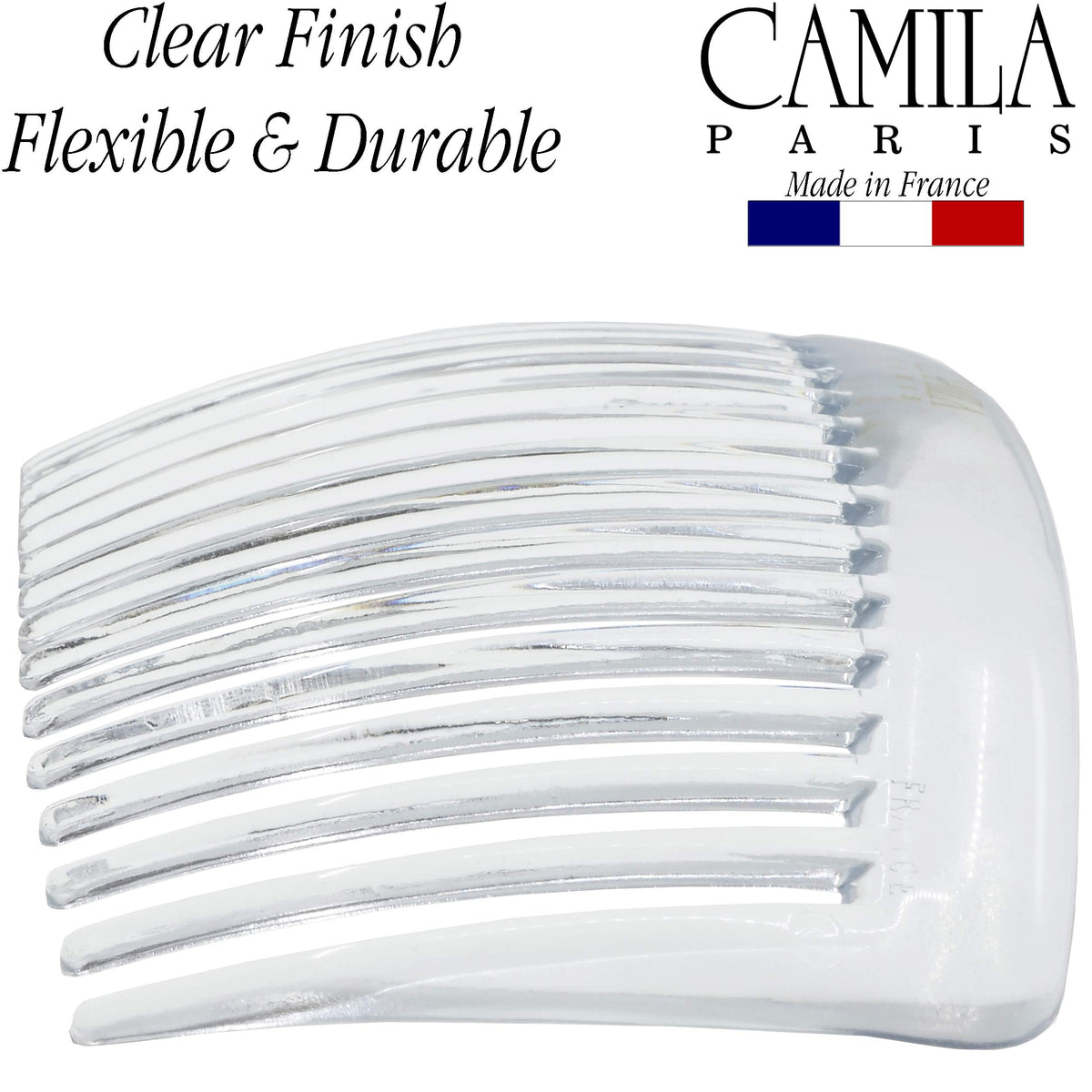 Camila French Side Combs large curved clear close-up