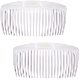 Camila French Side Combs large curved clear front view
