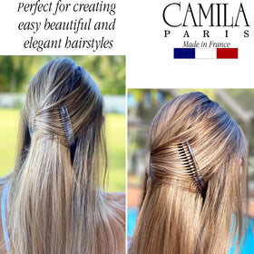 Camila French Side Combs large curved clear side view