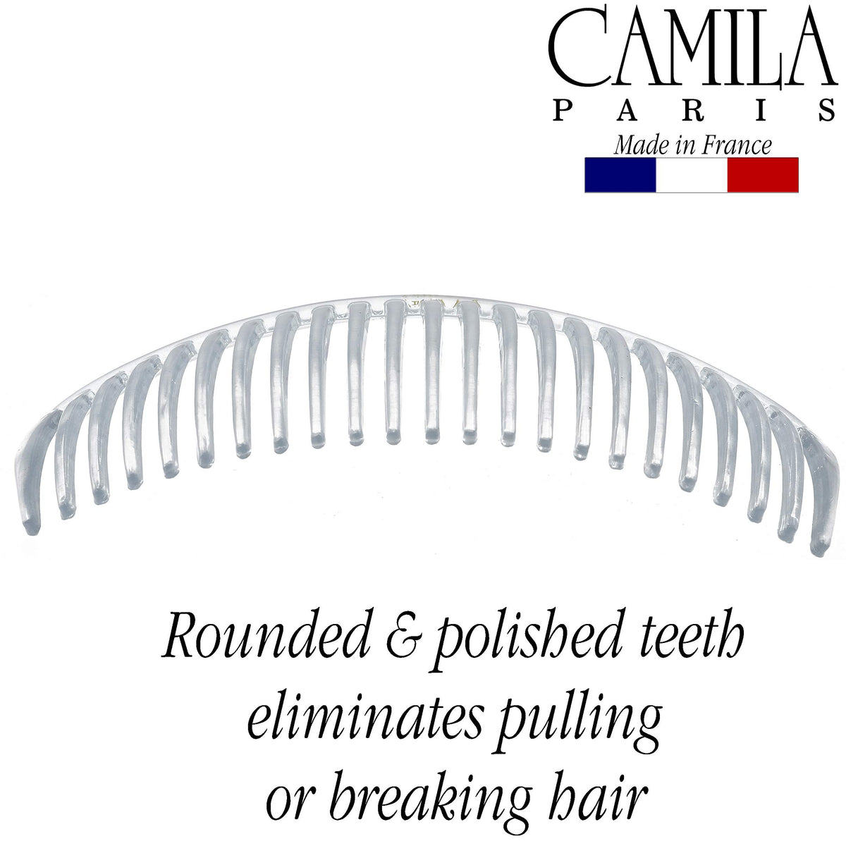 Camila French Side Combs large curved clear with hair accessories