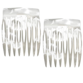 Camila Hair Side Comb 2 Pack with pearl finish front view