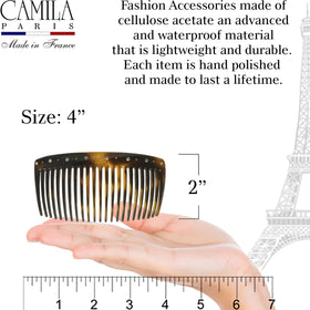 Camila Large Curved Side Comb used in a hairstyle