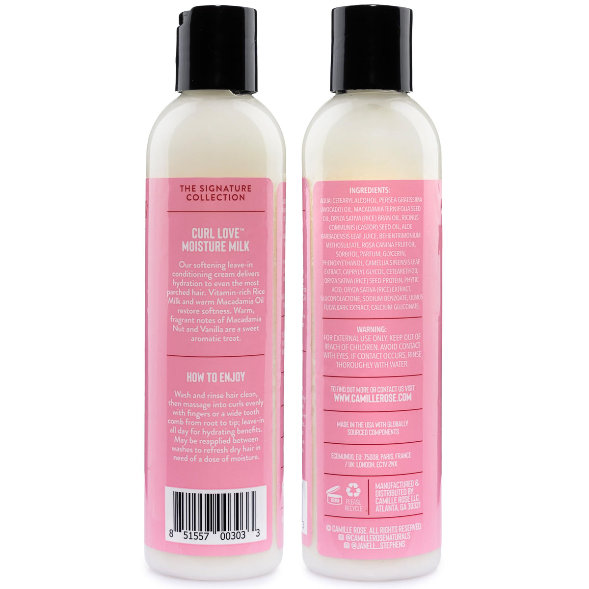 Camille Rose Curl Love Moisture Milk Leave-In Conditioner back view