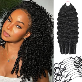 CanaryFly 240g Full Head Burmese Curly Crochet Hair Extensions front view