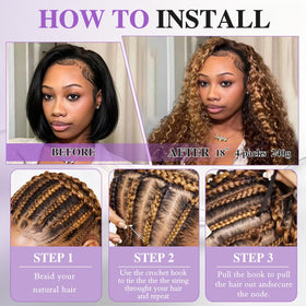 CanaryFly Burmese Curly Crochet Hair 16 Inch P4/27# Highlights close-up