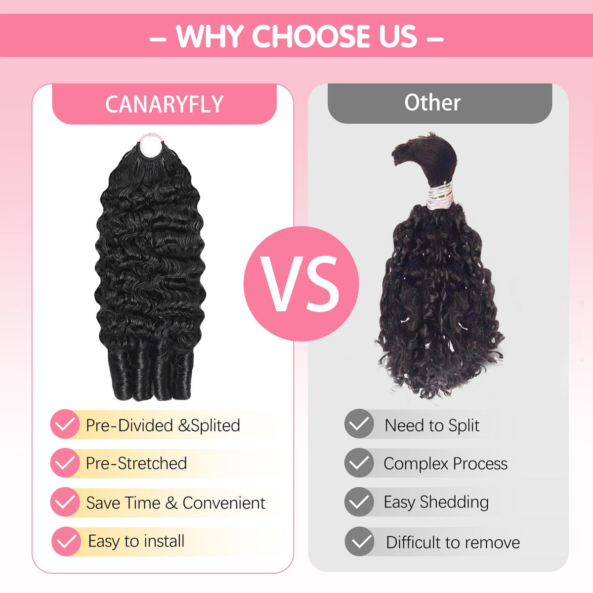 CanaryFly crochet hair extensions displayed on a mannequin