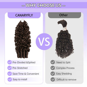 CanaryFly crochet hair extensions in a styled hairdo