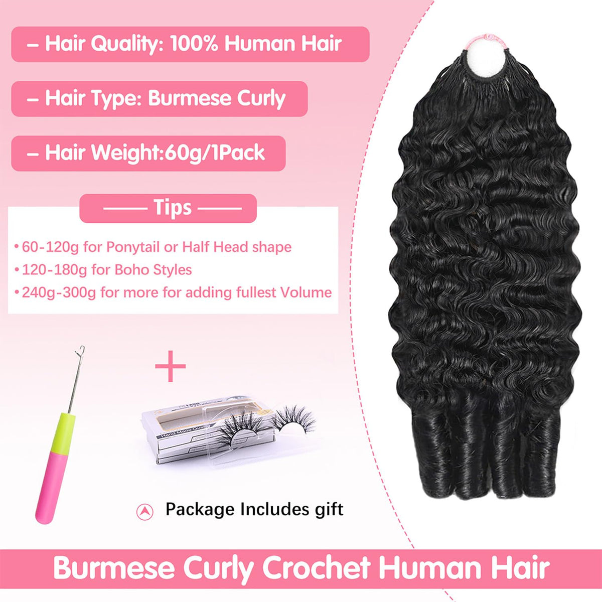 CanaryFly crochet hair extensions natural black colour close-up