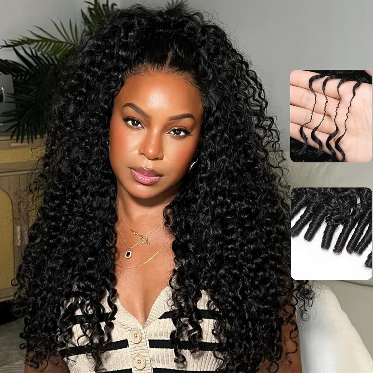 CanaryFly Curly Crochet Human Hair 28 Inch front view