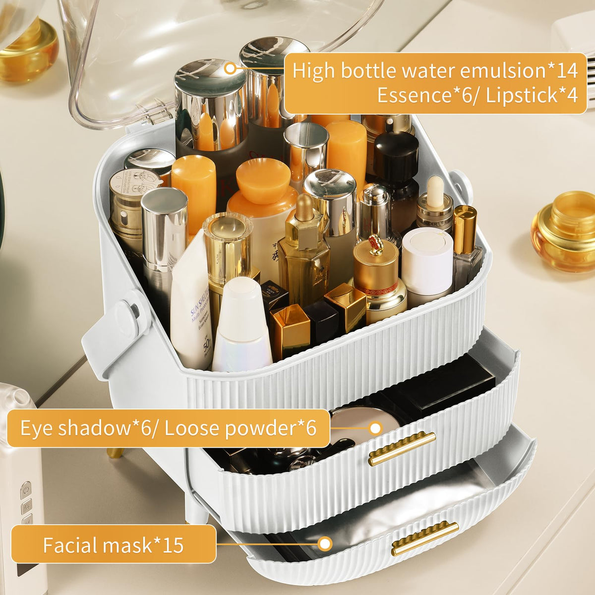 CANITORON Makeup Organizer side view with handle