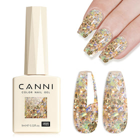 CANNI 9ml Broken Gold Glitter Gel Nail Polish front view