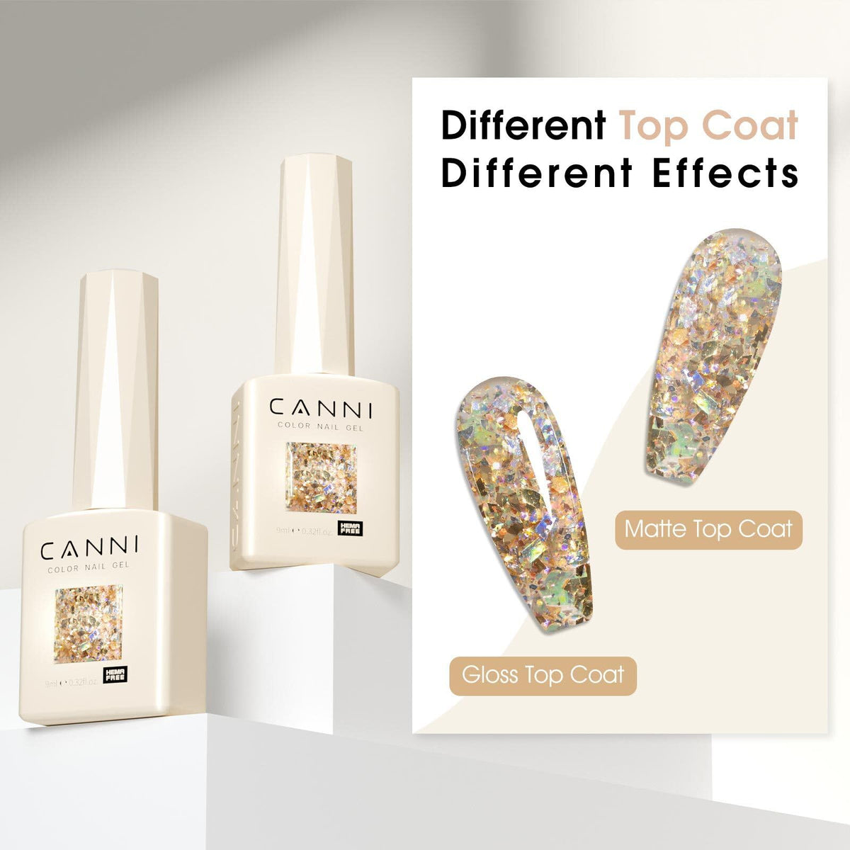 CANNI 9ml Broken Gold Glitter Gel Nail Polish packaging