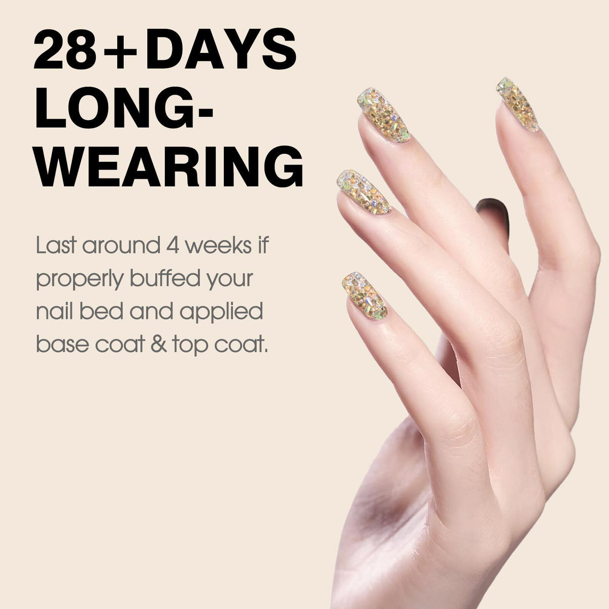 CANNI 9ml Broken Gold Glitter Gel Nail Polish with holographic flakes
