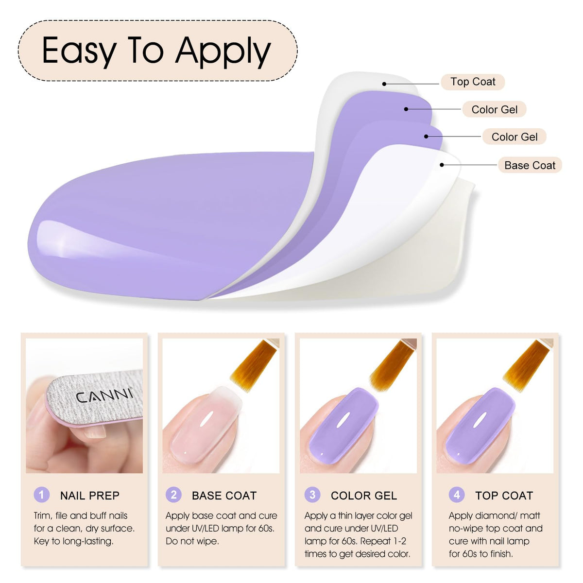 CANNI 9ml Light Purple Gel Nail Polish packaging