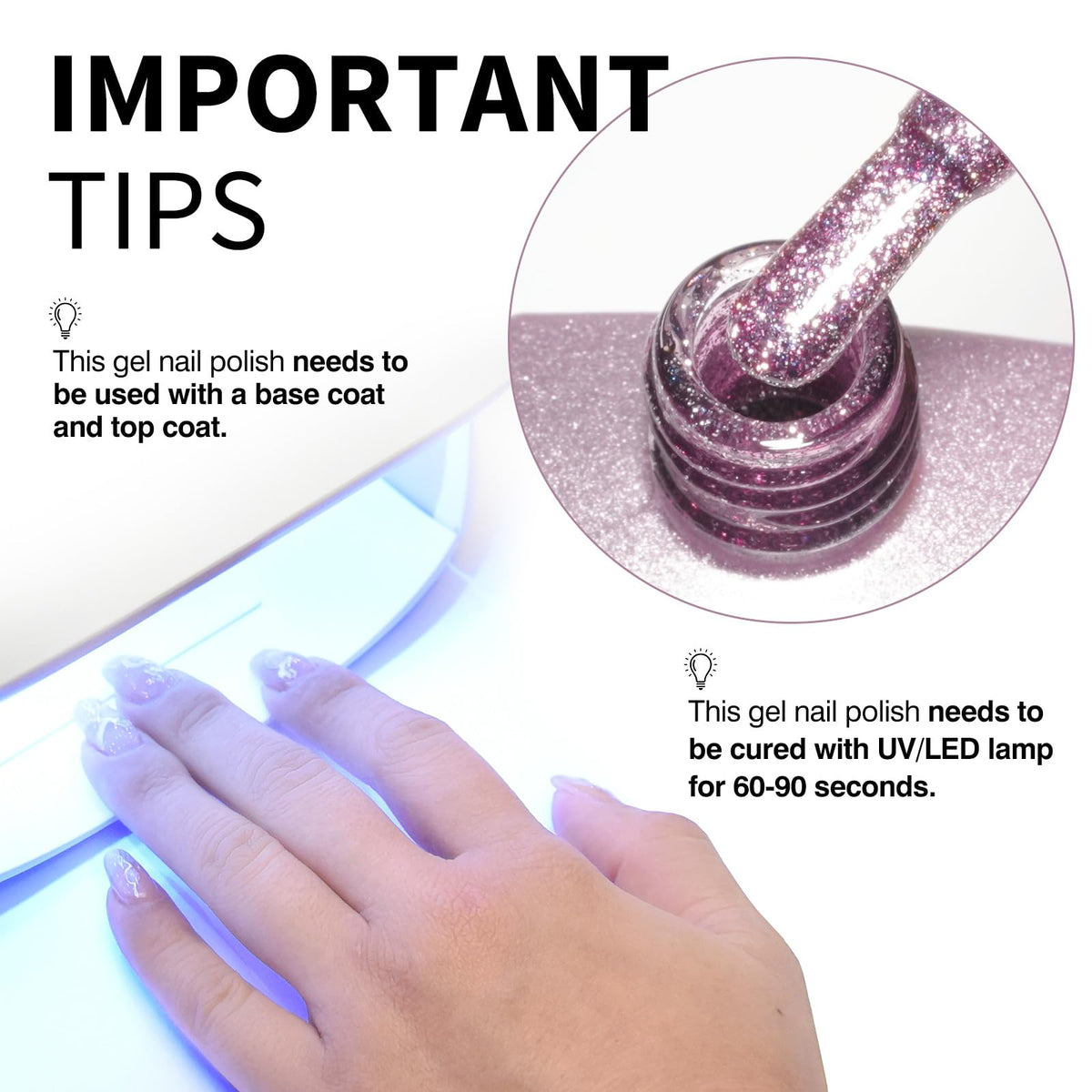CANNI 9ml Purple Glitter Gel Nail Polish with glitter effect