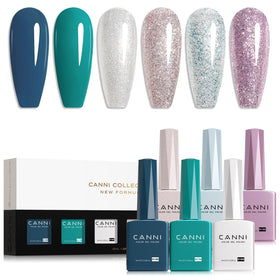 CANNI 9ML Shimmer Gel Nail Polish Set front view with six glitter shades