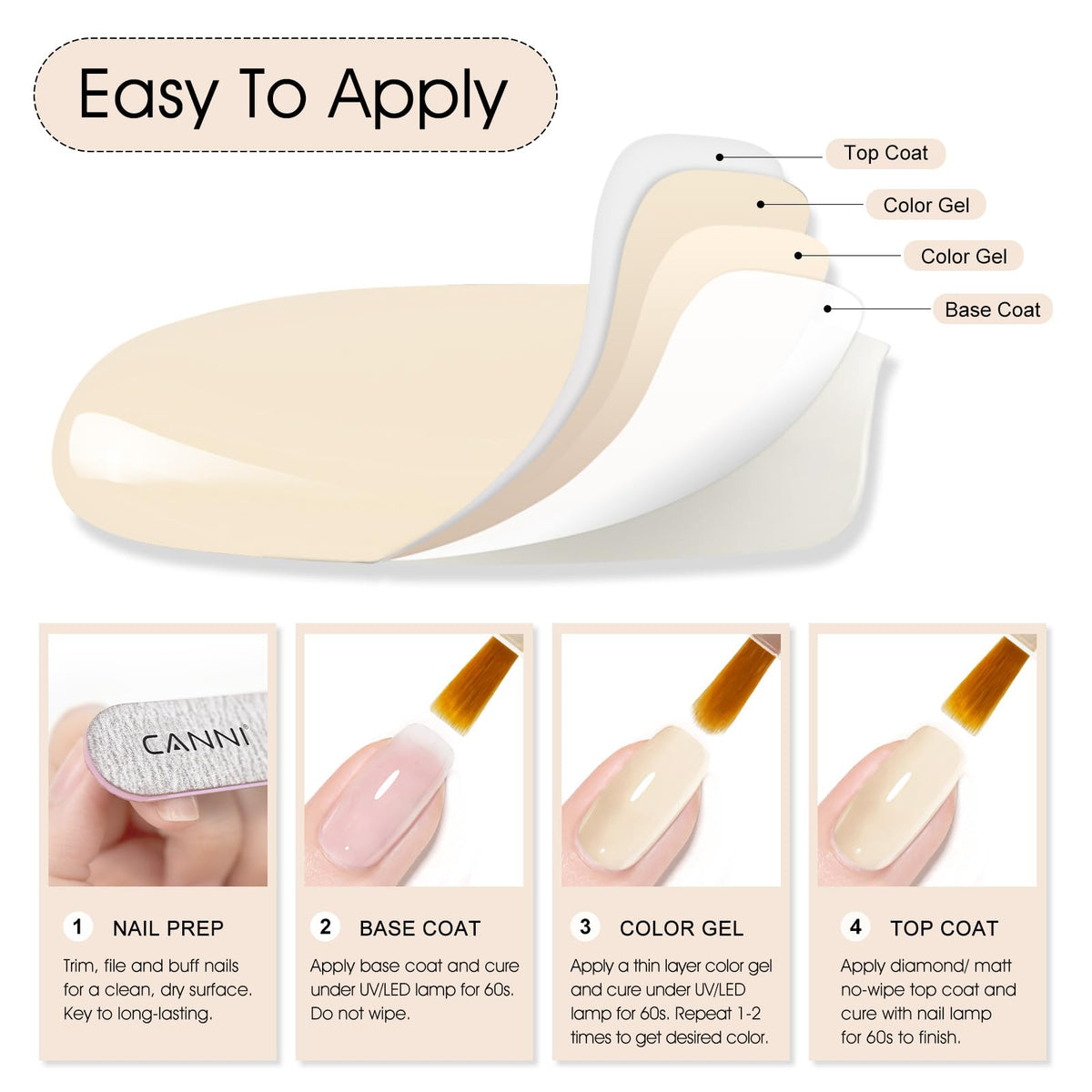 CANNI 9ml White Nude Gel Nail Polish packaging